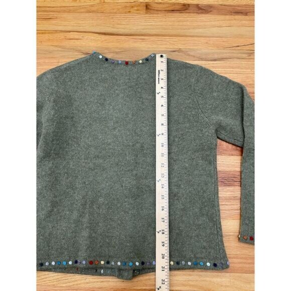 Newton Trading Co. Women's Sweater Cardigan Embroidered Button Detail PM Green - Picture 7 of 7